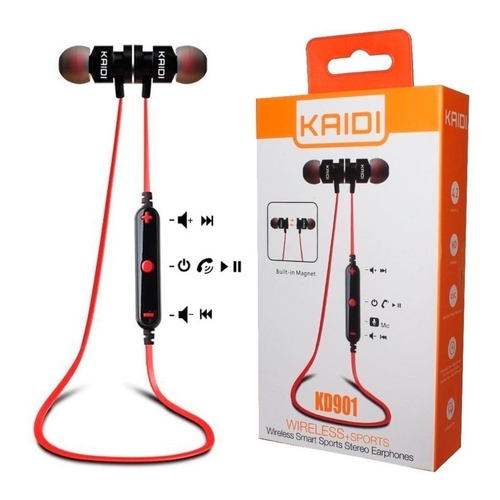  - Fones - Kaidi Kd901 - vermelho - Central - unidade    Cod. FONE BLUETOOTH KD-901